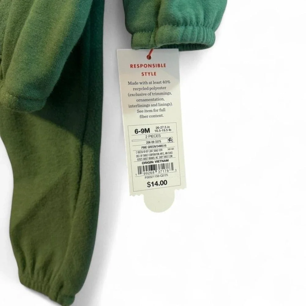 Baby Boys 2pc Green Fleece Sweatshirt‎ and Jogger Set 6-9 months